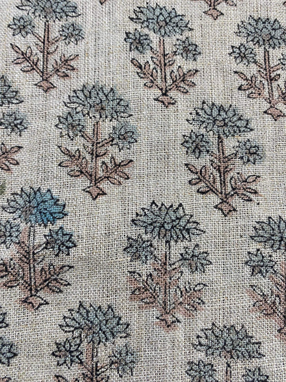 58" inches Hand Block Printed Linen Fabric , Home Decor Best Linen Fabric for decor, pillows ,upholstery, curtain Fabric , Room  decor