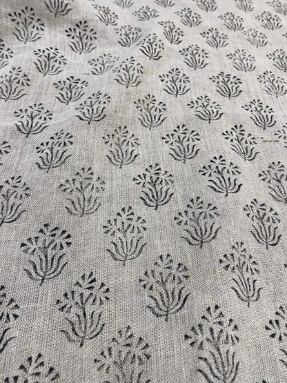 Linen fabric, Fabric by yard, Hand printed fabric, Block Print Fabric, Indian Fabric