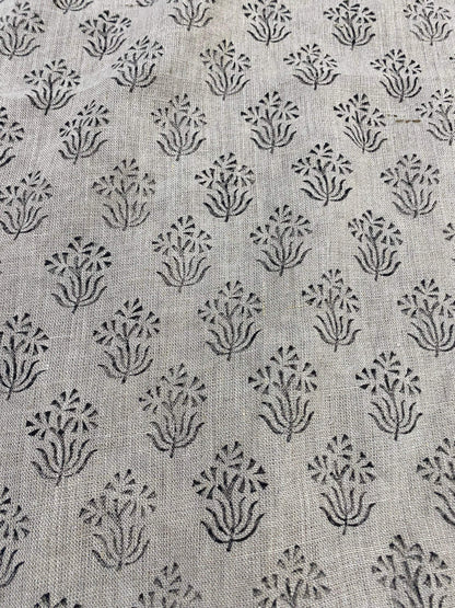 58" inches Hand Block Printed Linen Fabric , Home Decor Best Linen Fabric for decor, pillows ,upholstery, curtain