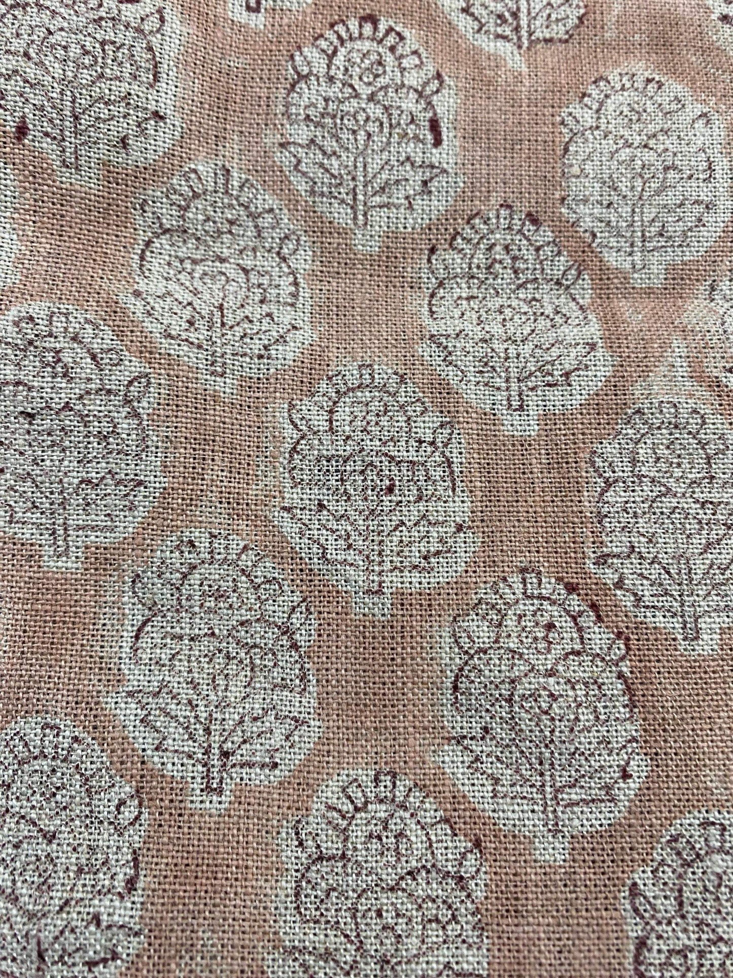 58" inches Hand Block Printed Linen Fabric , Home Decor Best Linen Fabric for decor, pillows ,upholstery, curtain - Maple Village Lane