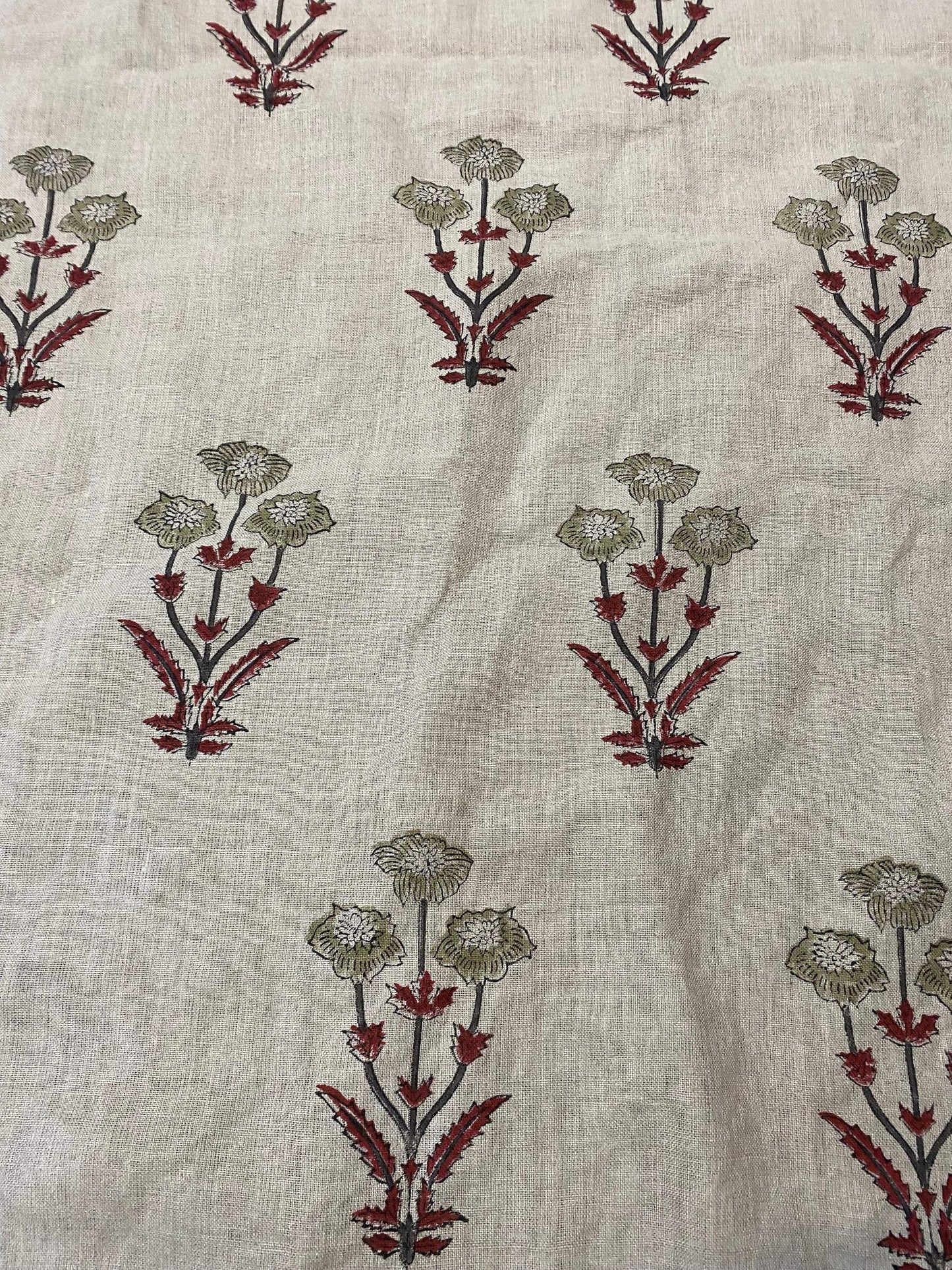 58" inches Hand Block Printed Linen Fabric , Home Decor Best Linen Fabric for decor, pillows ,upholstery, curtain