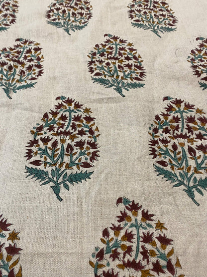 Linen fabric, Fabric by yard, Hand printed fabric, Block Print Fabric, Indian Fabric