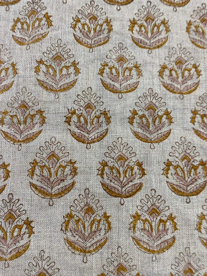 58" inches Hand Block Printed Linen Fabric , Home Decor Best Linen Fabric for decor, pillows ,upholstery, curtain - Maple Village Lane