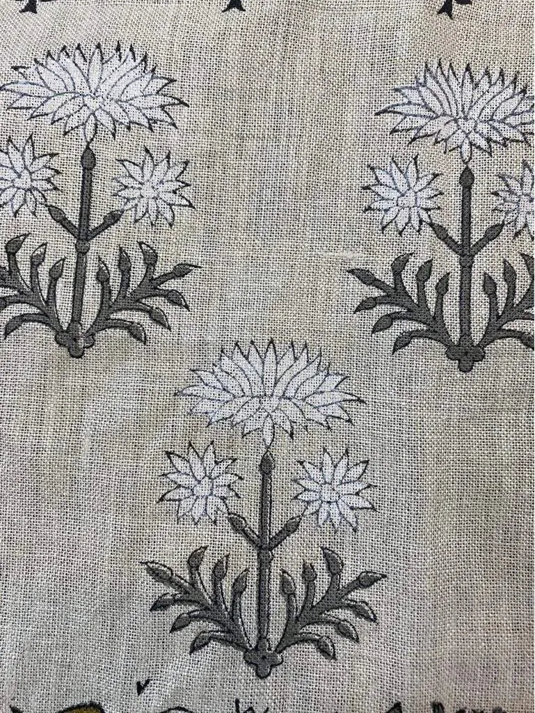 Annalise Thick Linen Upholstery Block Print Fabric - Maple Village Lane
