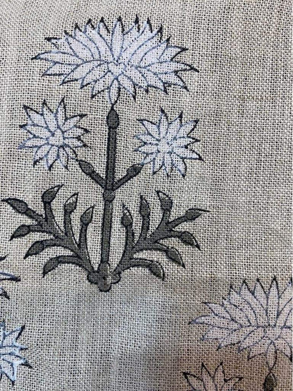 Handloom linen fabric designer indian hand block print heavy fabric pillowcases thick linen upholstery block printing art table cover - Maple Village Lane