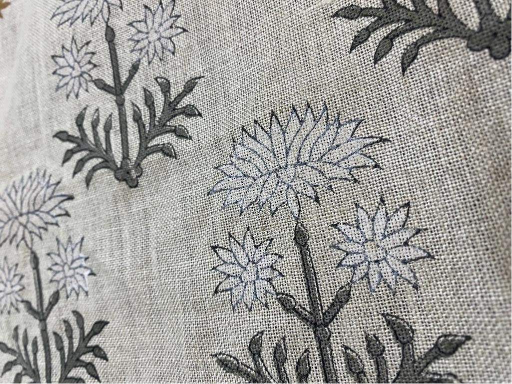 Handloom linen fabric designer indian hand block print heavy fabric pillowcases thick linen upholstery block printing art table cover - Maple Village Lane