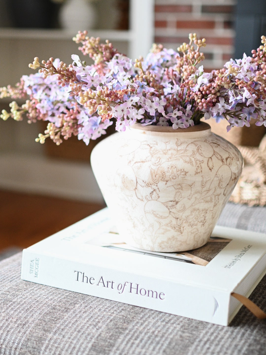 Cream Heirloom Vase - Short - Beautiful vintage inspired floral design