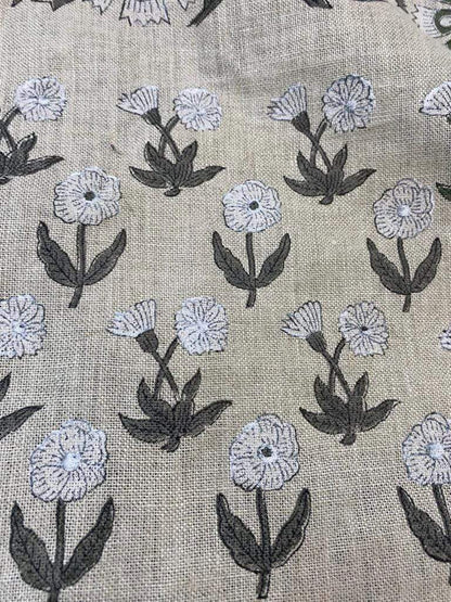 Handloom linen fabric designer indian hand block print heavy fabric pillowcases thick linen upholstery block printing art table cover - Maple Village Lane