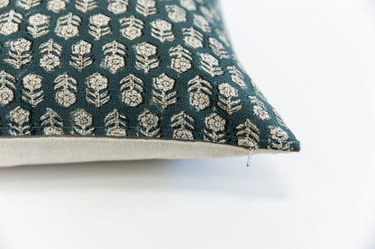 Jade Block Print Pillow Cover